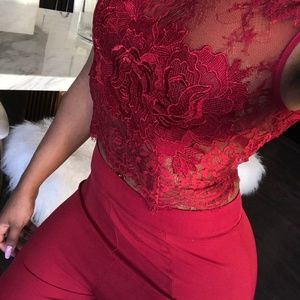 Two Piece Lace Top Matching Bottom